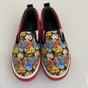 Ground UP Pokemon PIKACHU Slip-On Canvas Sneaker Shoes Unisex Youth Size 1‎